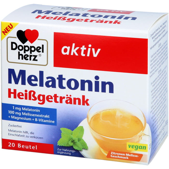 Doppelherz aktiv Melatonin Heißgetränk mit Zitronen-Melissen-Geschmack, 20 St. Beutel