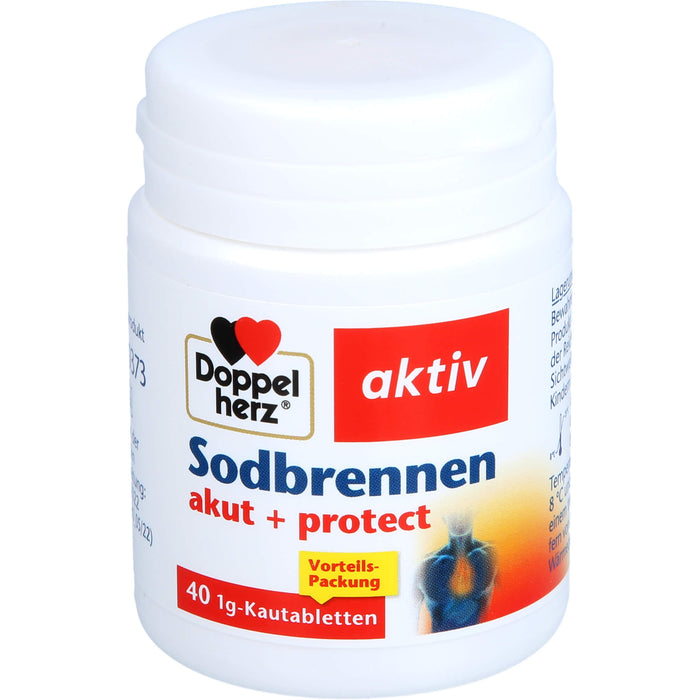 Doppelherz aktiv Sodbrennen akut + protect Kautabletten bei Sodbrennen, Säurereflux und säurebedingten Magenbeschwerden, 40 St. Tabletten
