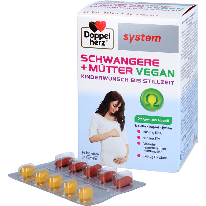 Doppelherz system Schwangere + Mütter vegane Tabletten und Kapseln für Kinderwunsch und Stillzeit, 60 pcs. Tablets