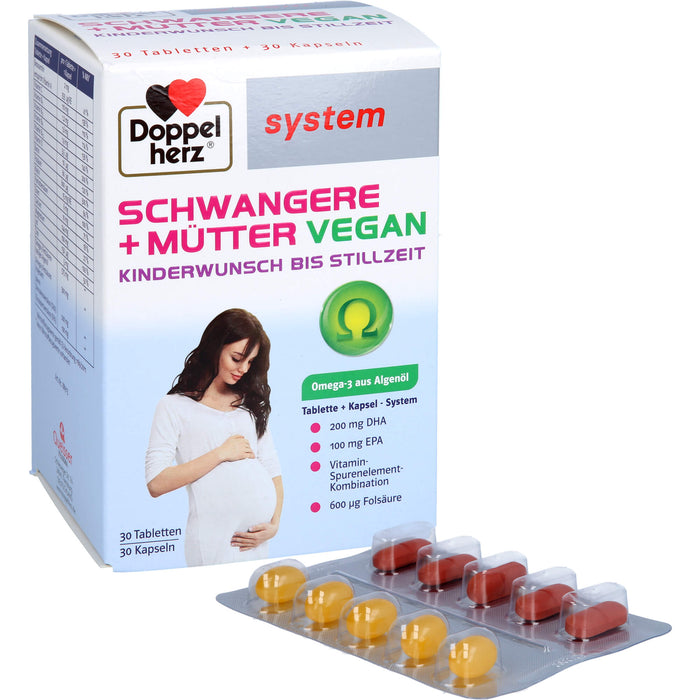 Doppelherz system Schwangere + Mütter vegane Tabletten und Kapseln für Kinderwunsch und Stillzeit, 60 pcs. Tablets