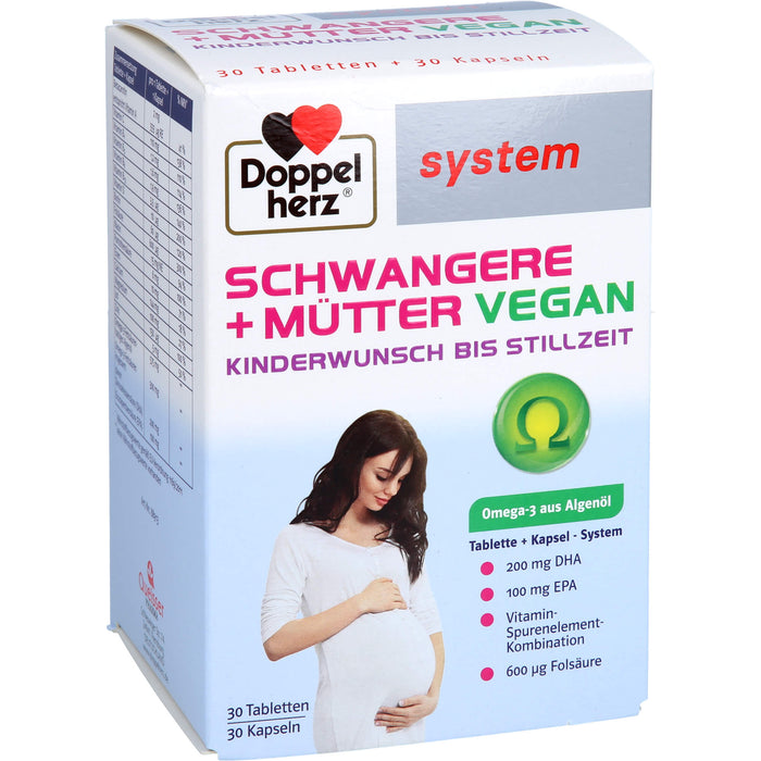 Doppelherz system Schwangere + Mütter vegane Tabletten und Kapseln für Kinderwunsch und Stillzeit, 60 pcs. Tablets