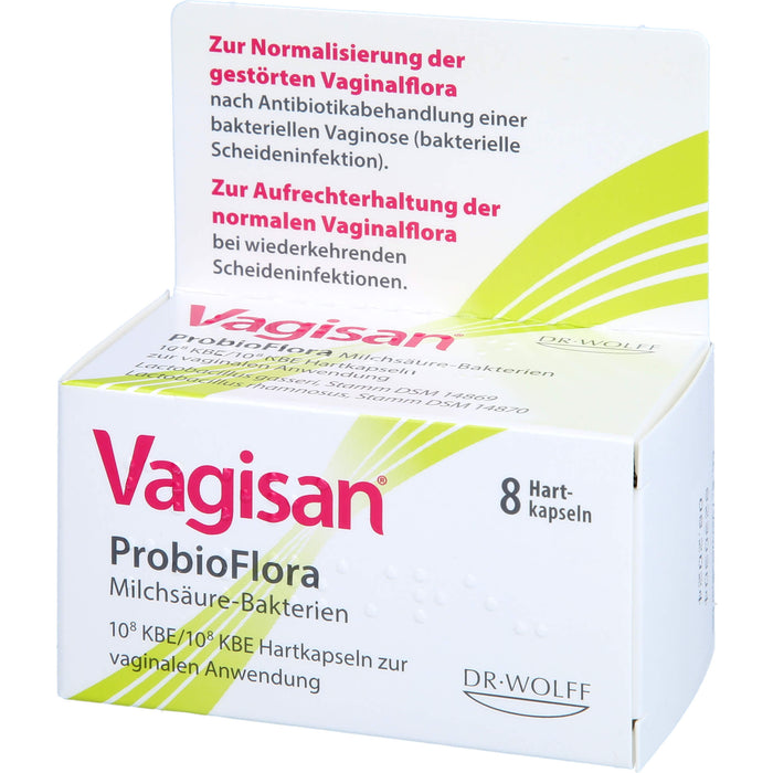Vagisan ProbioFlora Milchsäure-Bakterien Hartkapseln ur Normalisierung der gestörten Scheidenflora nach Antibiotikabehandlung einer bakteriellen Vaginose, 8 pcs. Capsules