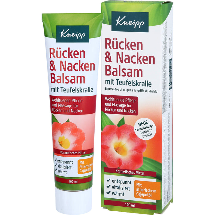 Kneipp Rücken & Nacken Balsam mit Teufelskralle wohltuende Pflege und Massage für Rücken und Nacken, 100 ml Crème