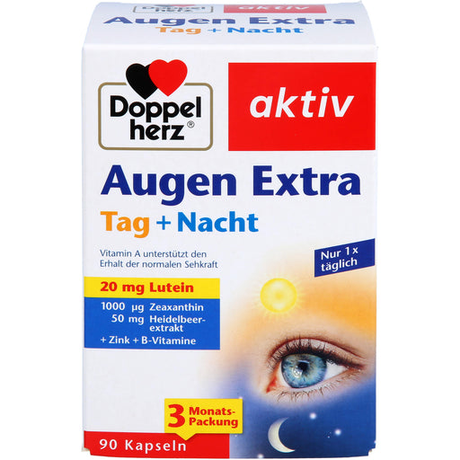 Doppelherz aktiv Augen Extra Tag + Nacht Kapseln unterstützt den Erhalt der normalen Sehkraft, 90 St. Kapseln