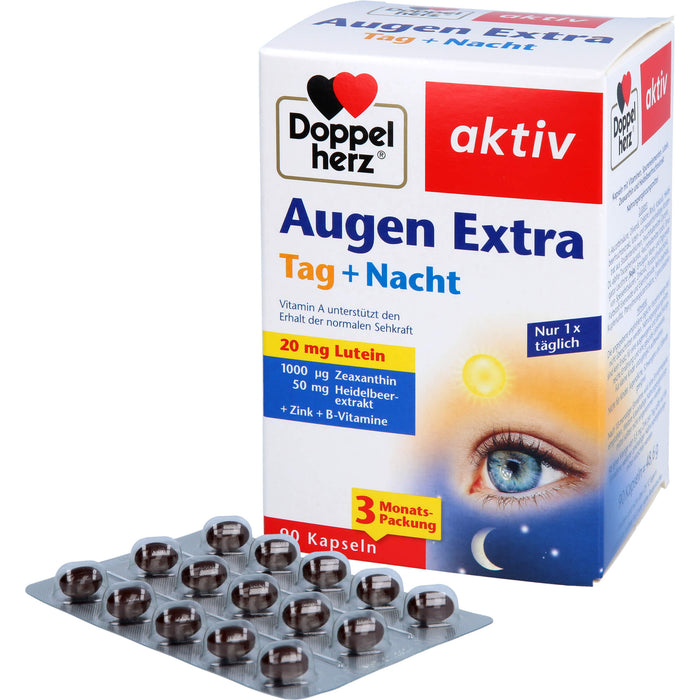Doppelherz aktiv Augen Extra Tag + Nacht Kapseln unterstützt den Erhalt der normalen Sehkraft, 90 pcs. Capsules