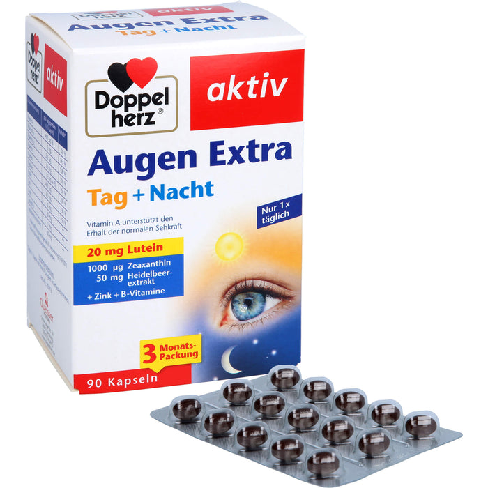 Doppelherz aktiv Augen Extra Tag + Nacht Kapseln unterstützt den Erhalt der normalen Sehkraft, 90 pcs. Capsules