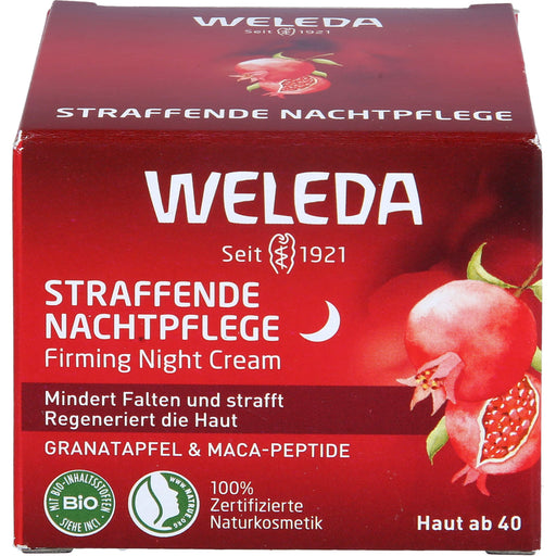 WELEDA straffende Nachtpflege mit Granatapfel & Maca-Peptiden mindert Falten  und regeneriert die Haut, 40 ml Creme