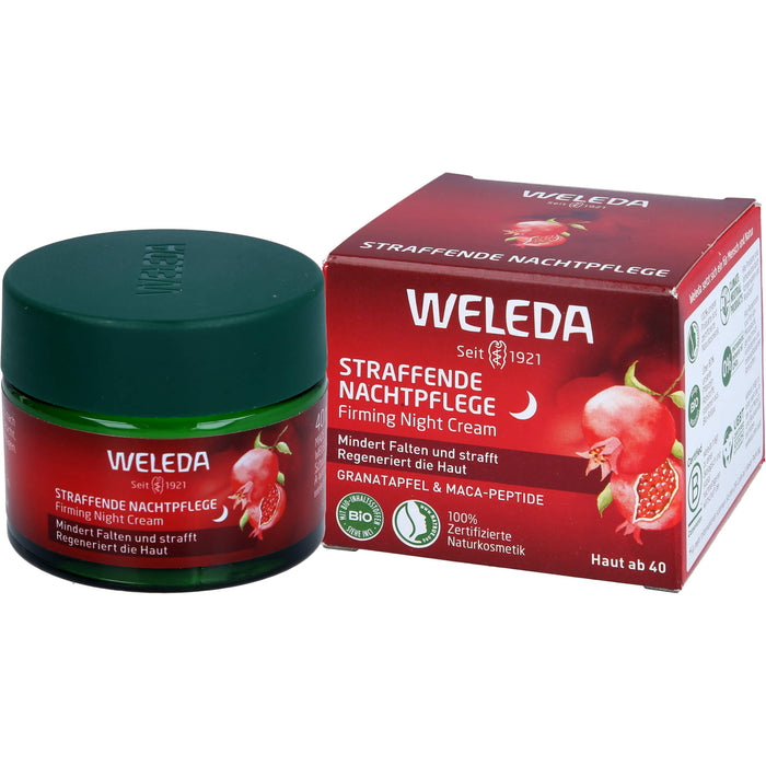 WELEDA straffende Nachtpflege mit Granatapfel & Maca-Peptiden mindert Falten  und regeneriert die Haut, 40 ml Crème