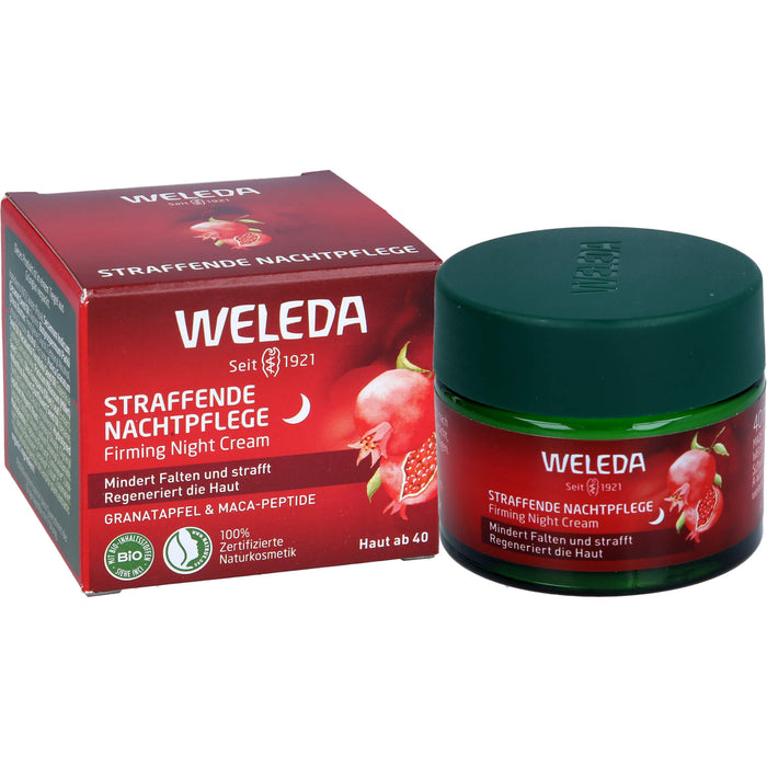 WELEDA straffende Nachtpflege mit Granatapfel & Maca-Peptiden mindert Falten  und regeneriert die Haut, 40 ml Creme