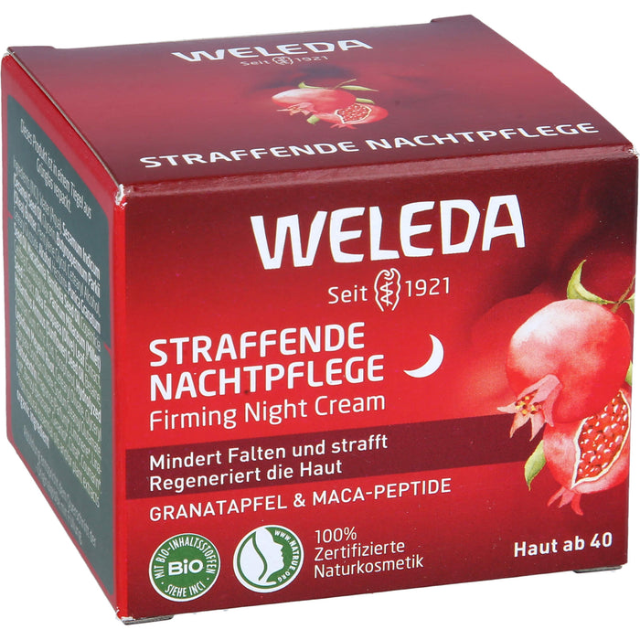 WELEDA straffende Nachtpflege mit Granatapfel & Maca-Peptiden mindert Falten  und regeneriert die Haut, 40 ml Creme