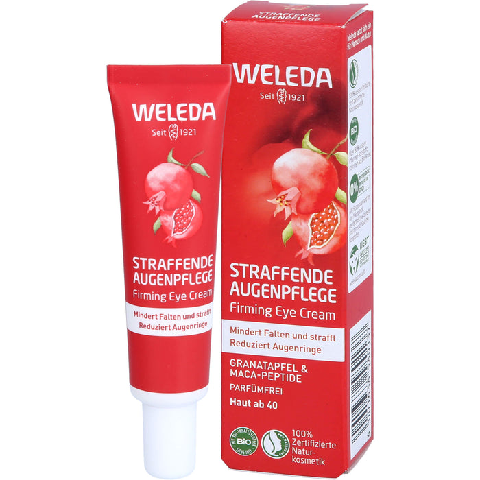 WELEDA straffende Augenpflege Granatapfel & Maca-Peptide mindert Falten und strafft und reduziert Augenringe, 12 ml Creme