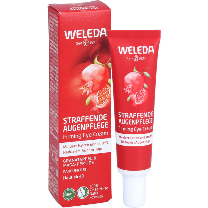WELEDA straffende Augenpflege Granatapfel & Maca-Peptide mindert Falten und strafft und reduziert Augenringe, 12 ml Creme