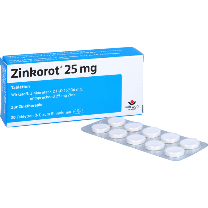 Zinkorot 25 mg Tabletten zur Zinktherapie, 20 pc Tablettes