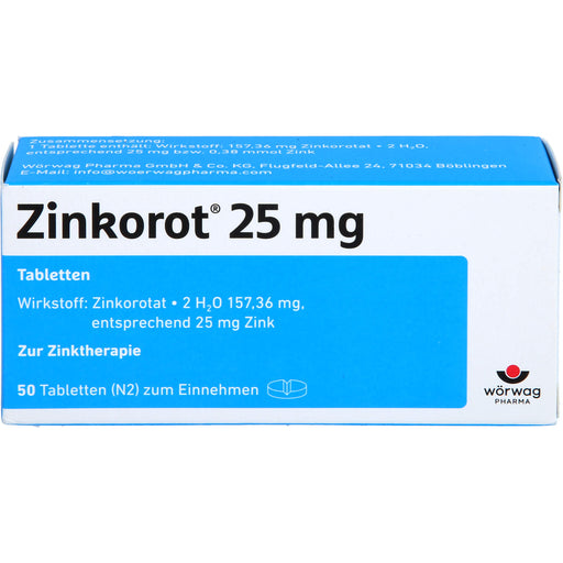 Zinkorot 25 mg Tabletten zur Zinktherapie, 50 St. Tabletten
