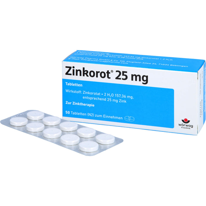 Zinkorot 25 mg Tabletten zur Zinktherapie, 50 pc Tablettes