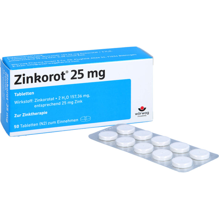 Zinkorot 25 mg Tabletten zur Zinktherapie, 50 pc Tablettes
