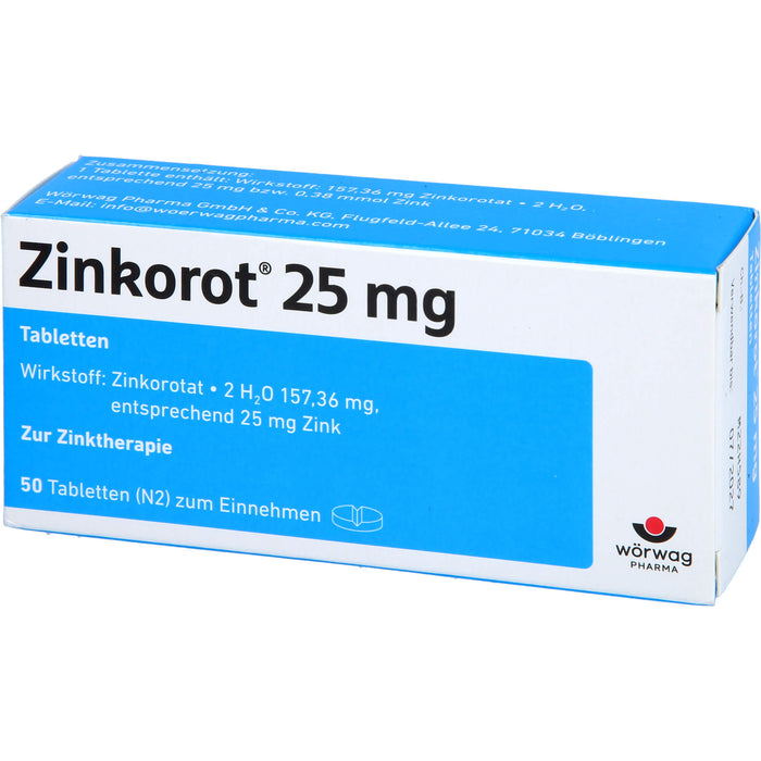 Zinkorot 25 mg Tabletten zur Zinktherapie, 50 pc Tablettes