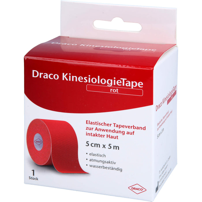 Draco KinesiologieTape rot 5 cm x 5 m elastischer Tapeverband, 1 St. Verband