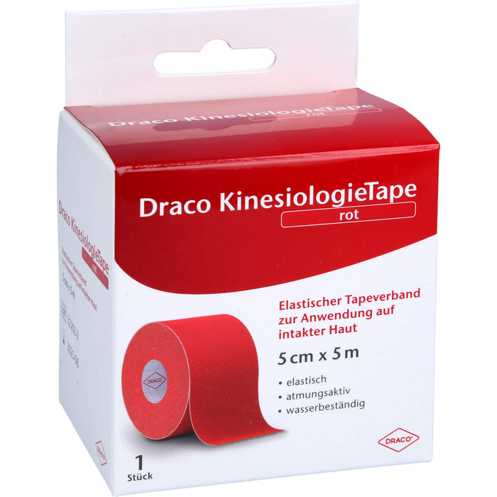 Draco KinesiologieTape rot 5 cm x 5 m elastischer Tapeverband, 1 pc pansement
