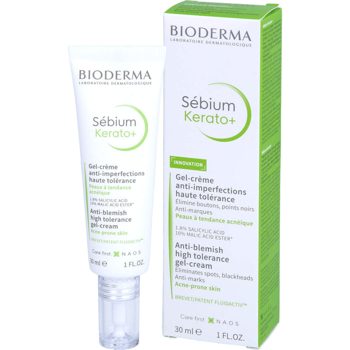 BIODERMA Sebium Kerato+ Gel-Crème Anti-Unreinheiten-Pflege bei unreiner bis zu Akne neigender Haut, 30 ml Creme