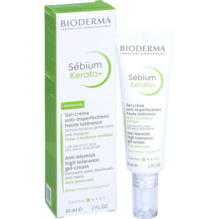 BIODERMA Sebium Kerato+ Gel-Crème Anti-Unreinheiten-Pflege bei unreiner bis zu Akne neigender Haut, 30 ml Creme