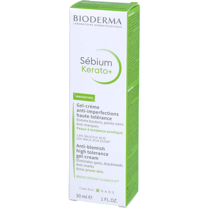 BIODERMA Sebium Kerato+ Gel-Crème Anti-Unreinheiten-Pflege bei unreiner bis zu Akne neigender Haut, 30 ml Creme