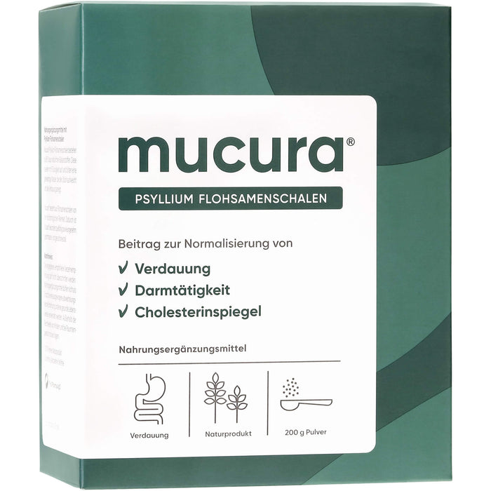 Mucura Flohsamenschalen Pulver für Verdauung, Darmträgheit, Cholesterinspiegel, 200 g Poudre