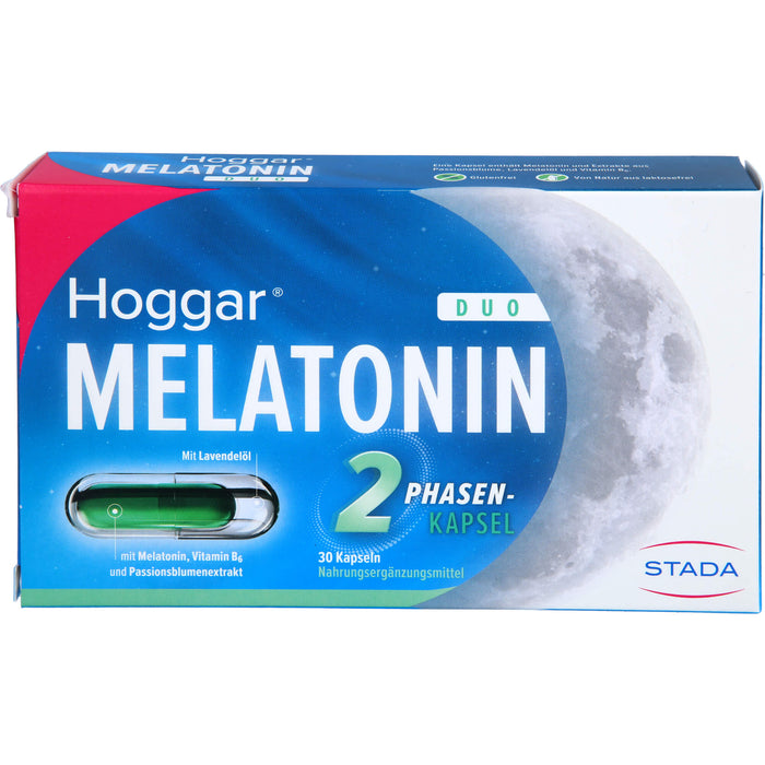 Hoggar Melatonin Duo Kapseln trägt dazu bei, die Einschlafzeit zu verkürzen, 30 St. Kapseln