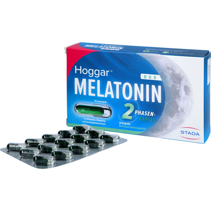 Hoggar Melatonin Duo Kapseln trägt dazu bei, die Einschlafzeit zu verkürzen, 30 pc Capsules