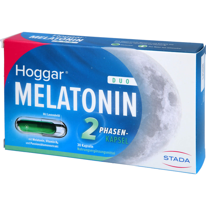 Hoggar Melatonin Duo Kapseln trägt dazu bei, die Einschlafzeit zu verkürzen, 30 pc Capsules