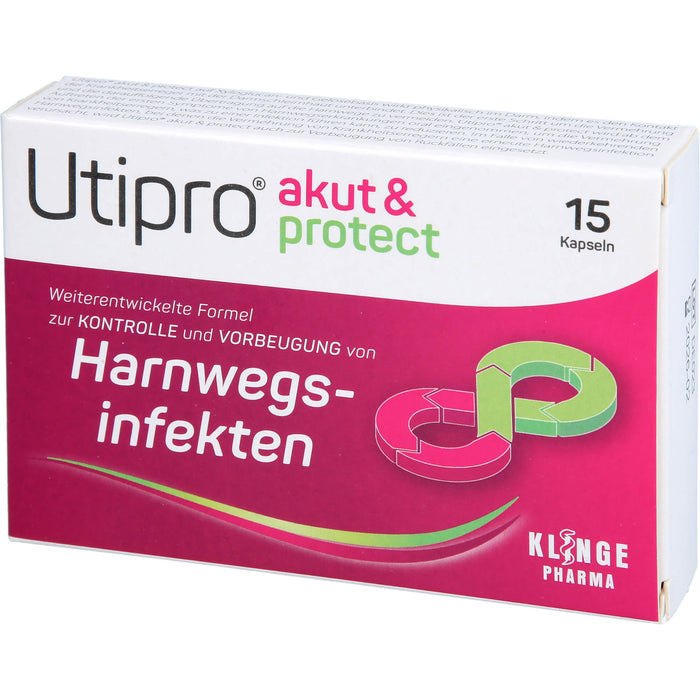Utipro akut & protect Kapseln zur Kontrolle und Vorbeugung von Harnwegsinfekten, 15 pcs. Capsules