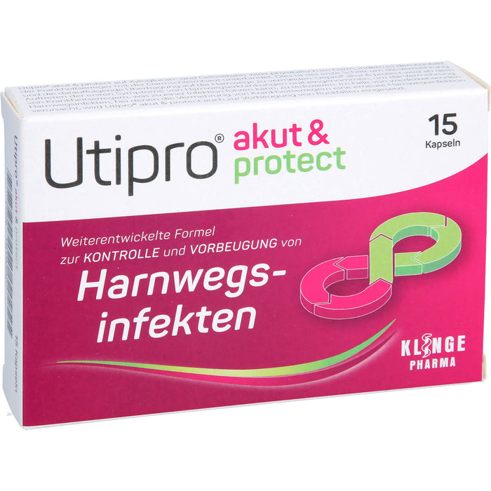 Utipro akut & protect Kapseln zur Kontrolle und Vorbeugung von Harnwegsinfekten, 15 pcs. Capsules