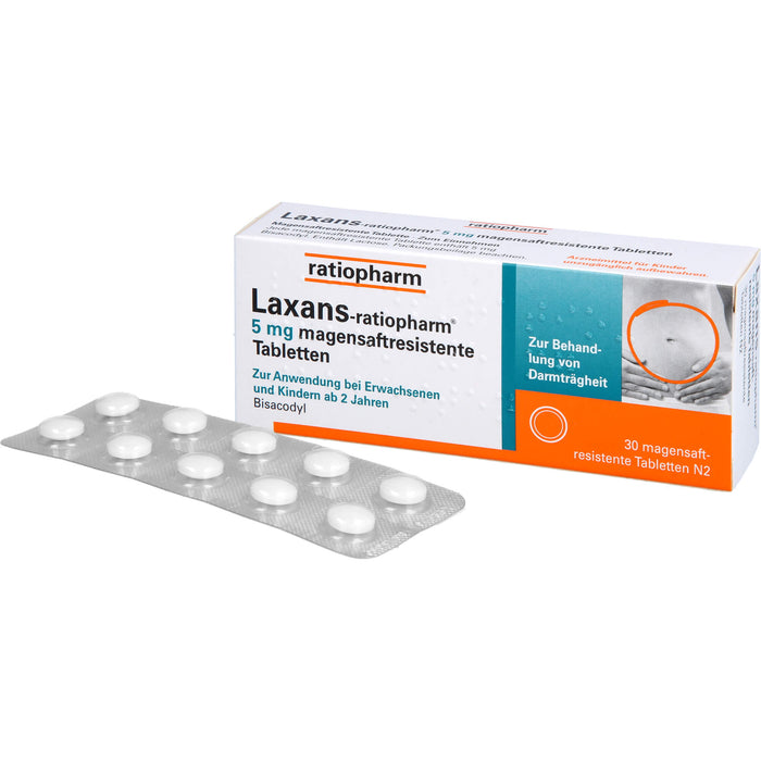 Laxans-ratiopharm 5 mg Tabletten bei Darmträgheit, 30 pcs. Tablets