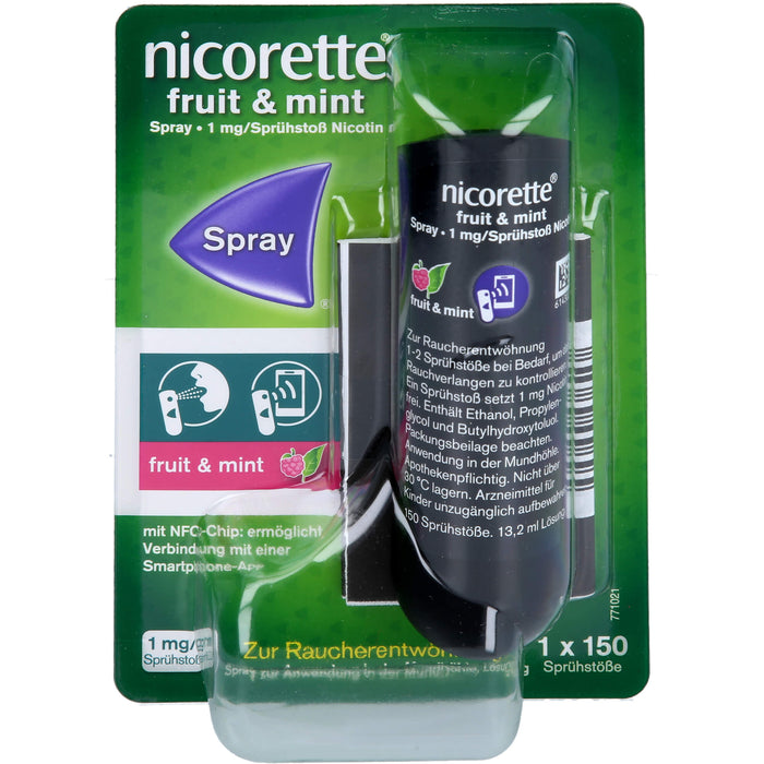 Nicorette Fruit & Mint Spray 1 mg / Sprühstoß zur Raucherentwöhnung, 150 ml Lösung