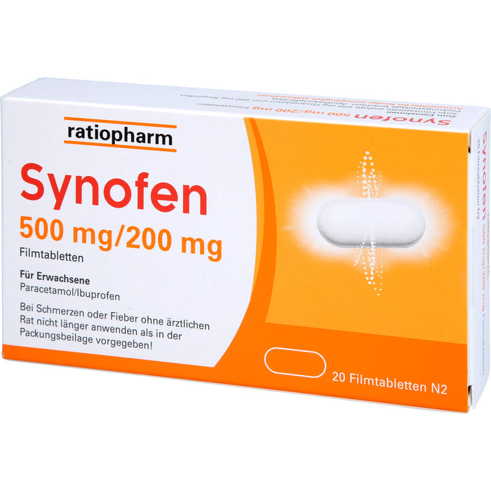 Synofen 500 mg Paracetamol / 200 mg Ibuprofen Filmtabletten, 20 pcs. Tablets