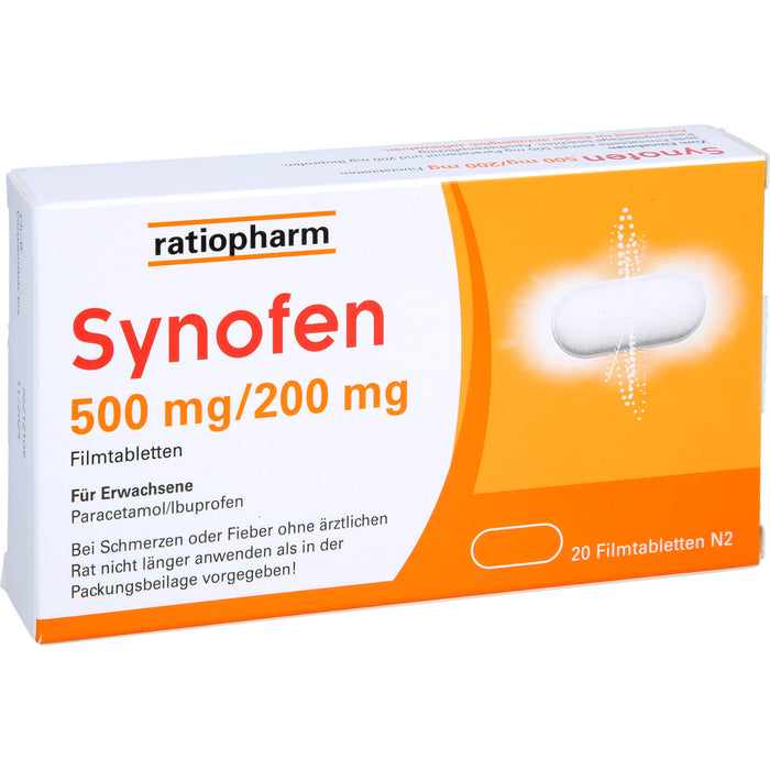 Synofen 500 mg Paracetamol / 200 mg Ibuprofen Filmtabletten, 20 pcs. Tablets