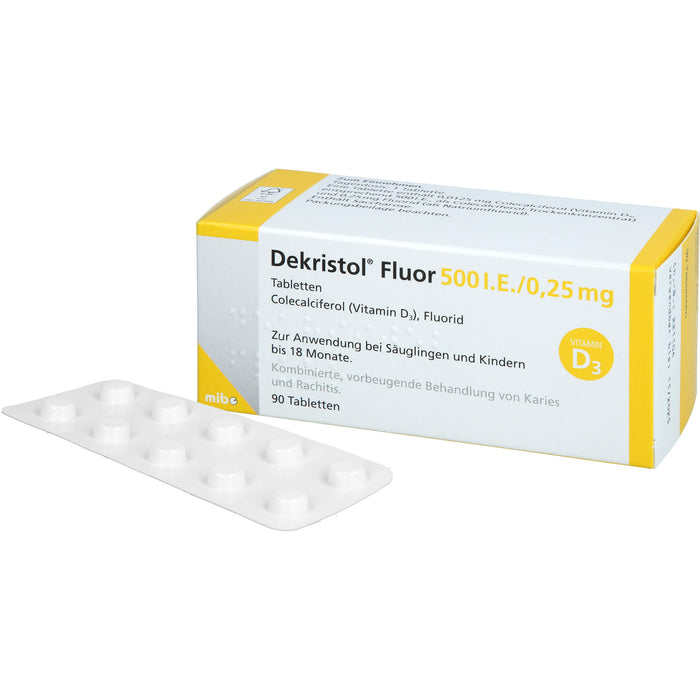 Dekristol Fluor 500 I.E./0,25 mg Tabletten zur Vorbeugung von Karies und Rachitis, 90 pcs. Tablets