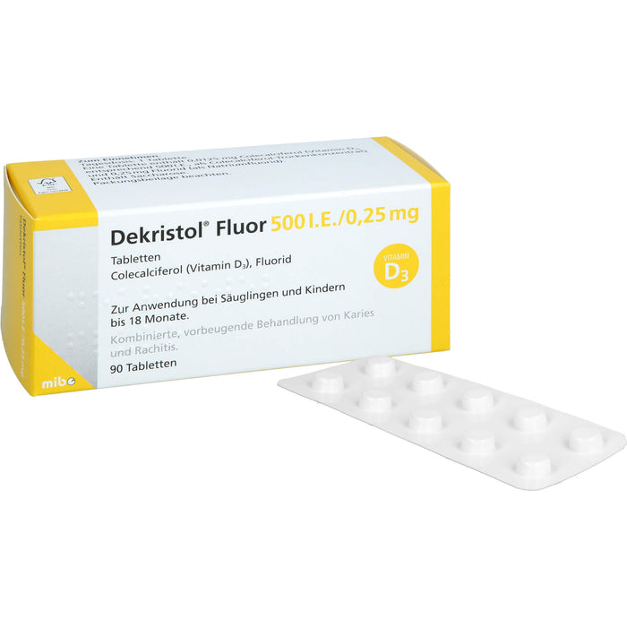 Dekristol Fluor 500 I.E./0,25 mg Tabletten zur Vorbeugung von Karies und Rachitis, 90 pcs. Tablets