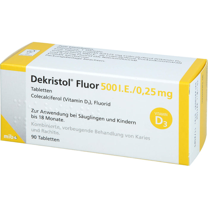 Dekristol Fluor 500 I.E./0,25 mg Tabletten zur Vorbeugung von Karies und Rachitis, 90 pcs. Tablets