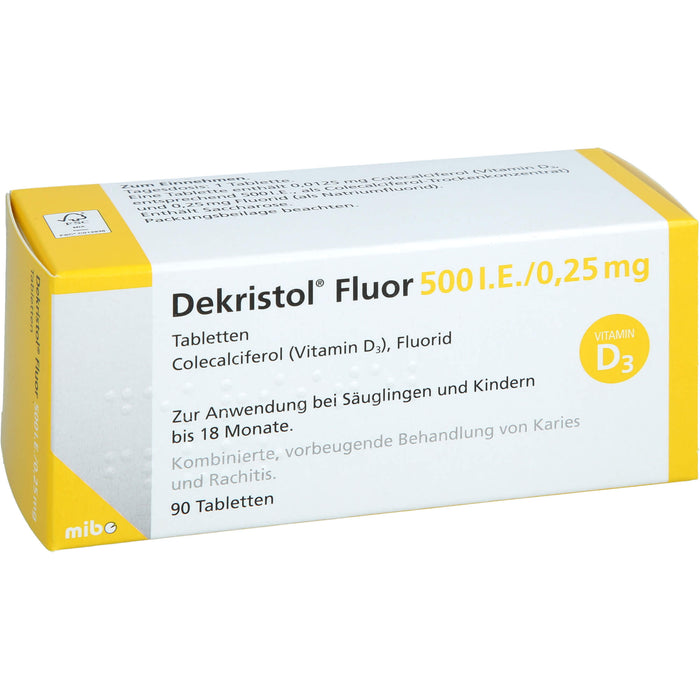 Dekristol Fluor 500 I.E./0,25 mg Tabletten zur Vorbeugung von Karies und Rachitis, 90 pc Tablettes