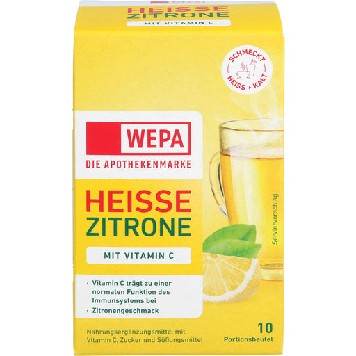 WEPA Heisse Zitrone mit Vitamin C Pulver mit Zitronengeschmack, 10 St. Beutel