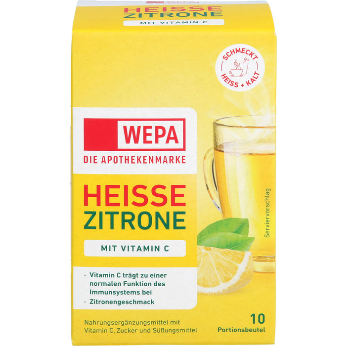 WEPA Heisse Zitrone mit Vitamin C Pulver mit Zitronengeschmack, 10 St. Beutel