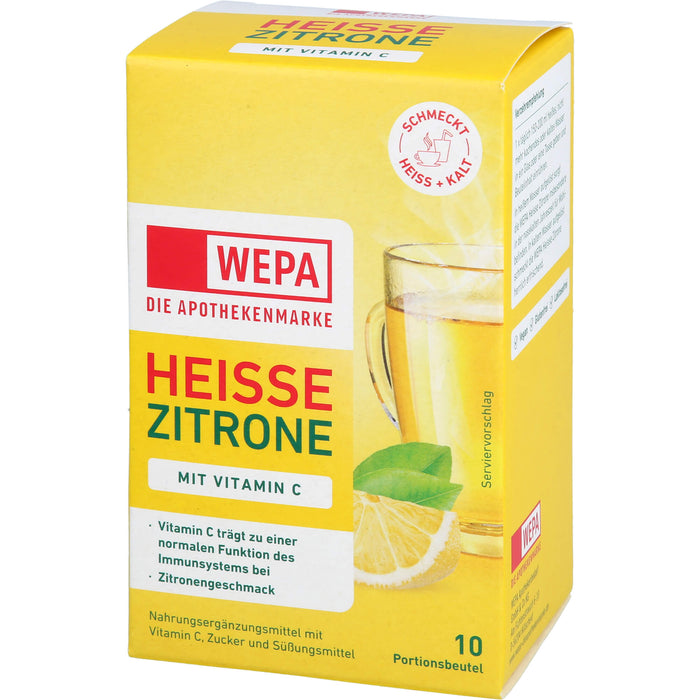 WEPA Heisse Zitrone mit Vitamin C Pulver mit Zitronengeschmack, 10 pcs. Sachets