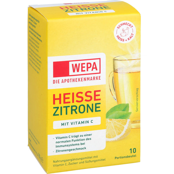WEPA Heisse Zitrone mit Vitamin C Pulver mit Zitronengeschmack, 10 pcs. Sachets