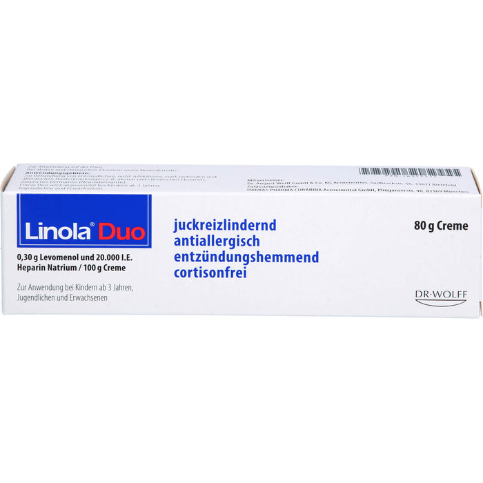 Linola Duo Cortisonfreie Creme gegen Juckreiz bei Neurodermitis und Ekzemen, 80 g Creme