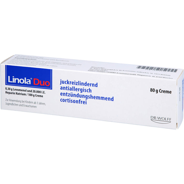 Linola Duo Cortisonfreie Creme gegen Juckreiz bei Neurodermitis und Ekzemen, 80 g Crème