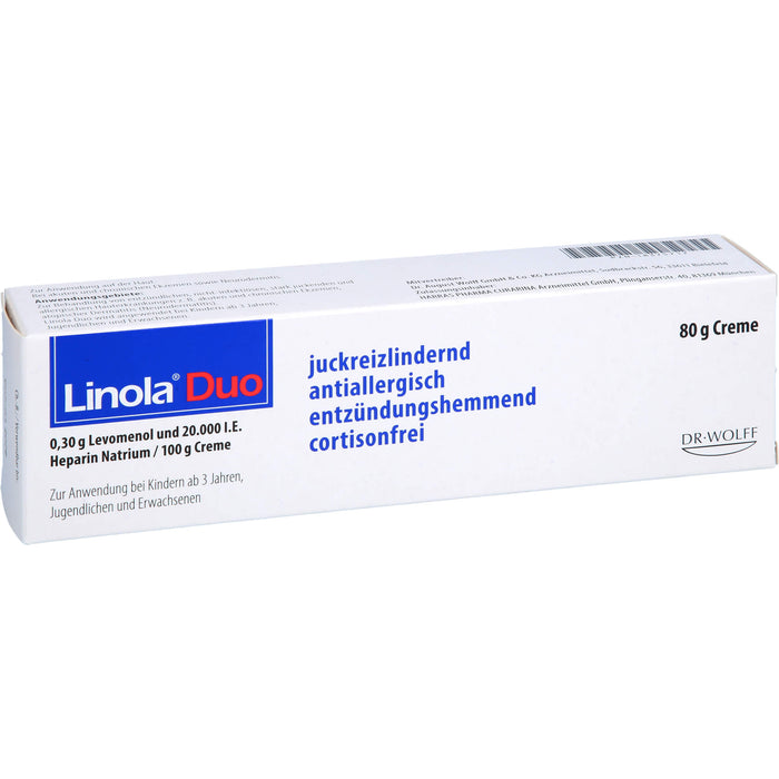 Linola Duo Cortisonfreie Creme gegen Juckreiz bei Neurodermitis und Ekzemen, 80 g Crème