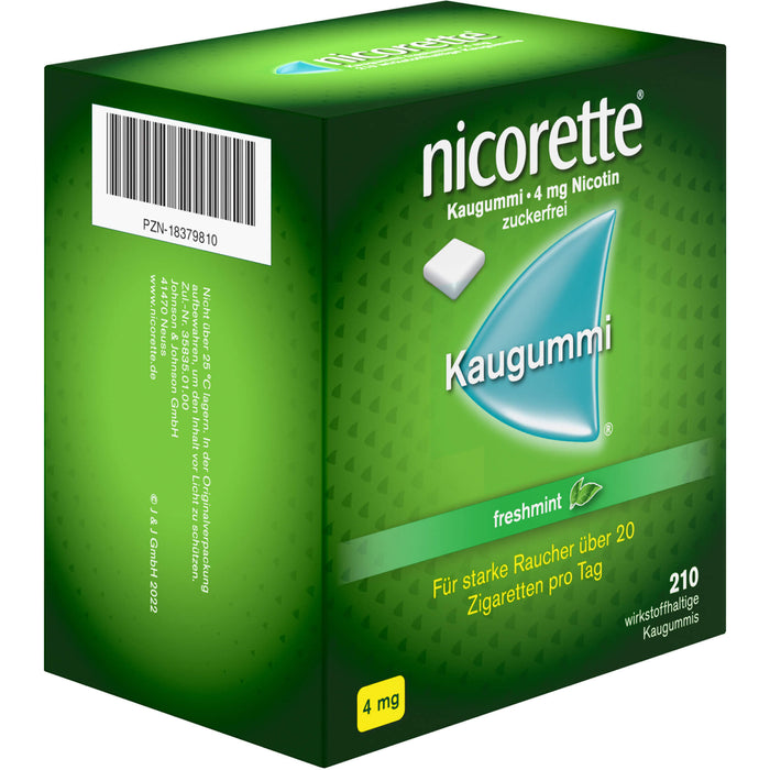 Nicorette Kaugummi 4 mg freshmint zur Rauchentwöhnung, 210 pcs. Chewing gum