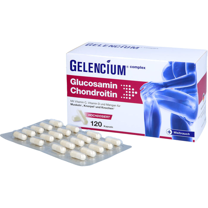 GELENCIUM Glucosamin Chondroitin Kapseln hochdosiert mit Vitamin C, 120 pc Capsules