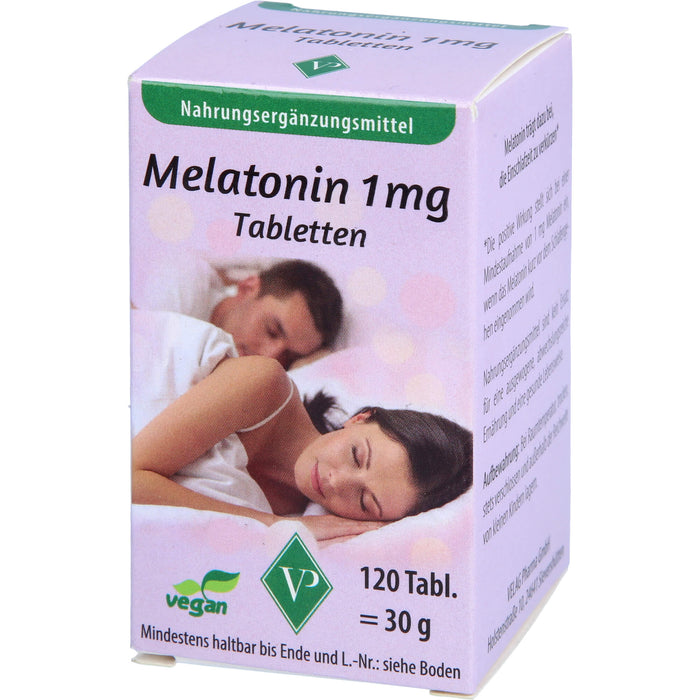 Velag Pharma Melatonin 1 mg Tabletten zur Verkürzung der Einschlafzeit, 120 St. Tabletten